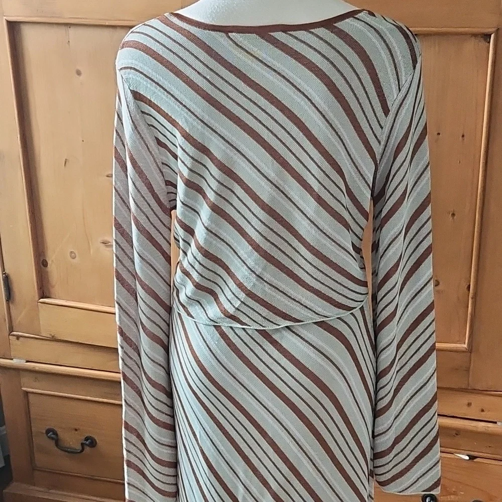 Zara Stripe Knit Top & Skirt Co Ord Set Size Large Green/ Brown - Picture 11 of 16